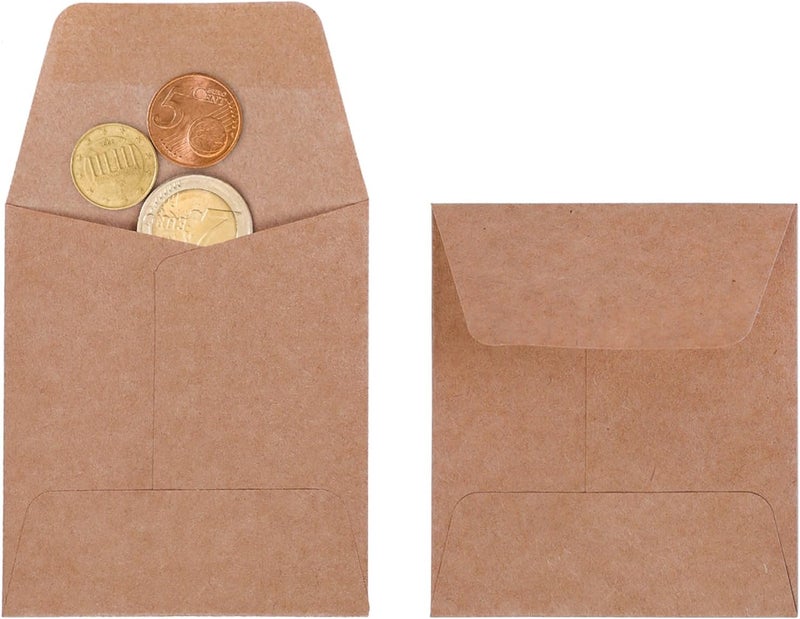 Tuhangcc 200 Pack Kraft Small Exquisite Coin Envelopes 3-1/6 x 3-1/2 Kraft Seed Envelopes with Self-Adhesive for Garden, Home and Office… (200 pack 3.15 * 3.5) - Image 1